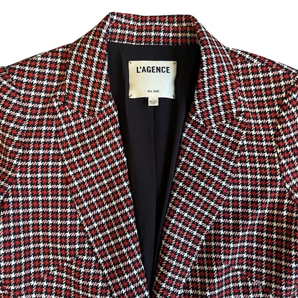 L’Agence Chamberlain Check Peaked Lapel Blazer in Burnt Sienna size 4 - Picture 3 of 8